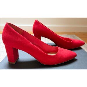 Isaac Mizrahi Bright Red Block Heels